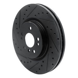 Mercedes-Benz ML350 Brake Rotor (1) - Front Left - R1 Concepts - Drilled & Slotted - Black - `06-`12